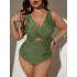 New sexy one-piece one-piece swimsuit from Europe and America, multi-color solid color cross-border Amazon hot item, plus size swimsuit, knitted