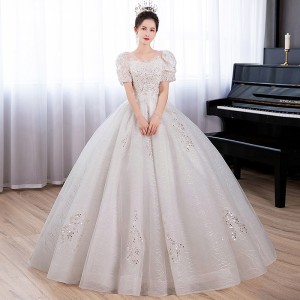 French light wedding dress 2024 new style wedding dress, bridal veil, female heavy worker, luxurious small uterus, court style wedding