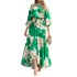 2024 Autumn European and American Women's Wear Amazon New Style Elegant Commuter Printed Lantern Sleeve Slant Neck Dress