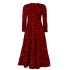 D469 Cross border new women's round neck long sleeved solid color sequin high waist temperament mid length dress European and American dress