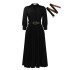 D522 Foreign Trade Women's Wear 2024 New Fashion Collar Long Sleeve High Waist Temperament Folded Solid Color African Dress