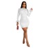 X6030 Cross border AliExpress Amazon European and American Fashion Women's Hot Diamond Transparent Short Skirt Long Sleeve Feather Dress