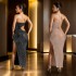 C7057 Cross border AliExpress Amazon Independent Station European and American Fashion Women's Wear Hot Diamond Split Dress Long Dress New