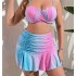 2024 new cross-border European and American printed camisole Amazon plus size swimsuit three piece set women's beach skirt split swimsuit