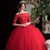 One shoulder red wedding dress 2024 new bride knot with axis aligned, plus size slimming princess, simple spring and summer