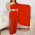 Long pants for foreign trade women's clothing, 2024 spring and summer new style, fashionable temperament, slanted collar splicing pleated OL high waisted African jumpsuit