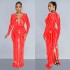 C6809 Cross border AliExpress Amazon European and American Fashion Women's Solid Color Hot Diamond Long Sleeve Split Long Dress