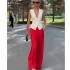 European and American foreign trade spot women's clothing 2024 new fashion personality deep V sleeveless top high waist wide leg pants two-piece set