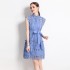 Real time spot French temperament palace hollow out embroidery stand up collar slimming dress with suspenders