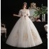 Main wedding dress French Hepburn light 2024 new bride simple V-neck outdoor veil plus size wedding dress covers arms super fairy