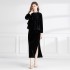 Real time spot autumn outfit new standing collar nail bead ruffle velvet top half skirt two-piece set