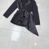 Fashionable and sexy V-neck waist baring bow splicing design, tie up waist cinching suit jacket A2 # 8656