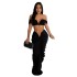 C6822 Cross border AliExpress Amazon Europe and America Fashion Women's Wear Solid Color Sexy strapless pleated skirt two-piece set