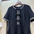 High end elegant heavy industry diamond bow short sleeved dress long skirt birthday party dress A1 # 8681