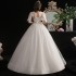 Main wedding dress French Hepburn light 2024 new bride simple V-neck outdoor veil plus size wedding dress covers arms super fairy