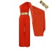 Long pants for foreign trade women's clothing, 2024 spring and summer new style, fashionable temperament, slanted collar splicing pleated OL high waisted African jumpsuit