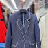 Bold outline denim suit jacket with contrasting colors and tied edges, three-dimensional waist cinching and cutting A3 # 8815