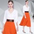 Real time stock 2022 new product small fresh white shirt+orange patchwork skirt two-piece set