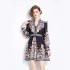 Palace style small dress for socialites, high-end formal dress, short stature, retro printed breasted temperament, women's dress