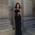 European and American style popular foreign trade design dress 2023 new women's strapless hollow slit dress