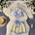 Beach vacation style pure desire spicy girl weaver knit suit summer suspender strapless top+high waist wide leg shorts