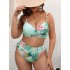 2024 European and American new women's plus size split bikini digital small fresh printed hard bag Amazon swimsuit women