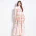 Original in stock | 2024 vintage palace style long dress with temperament V-neck and waist cinching slimming dress for women