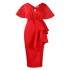 D516 Amazon Summer Sexy V-neck ruffle edge slit nail bead evening dress, socialite temperament party dress