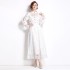 2024 in stock new French style slim fit high waist hollow skirt cardigan embroidered shirt two-piece set