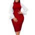 D455 Amazon 2024 Spring and Autumn New Style Elegant Color blocked Hip Pack OL Pencil Skirt African Dress