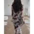 European and American cross-border spot women's clothing 2024 new fashion romantic French floral print long sleeved dress long skirt