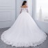 European and American wedding dress 2024 new one shoulder long sleeved bride's wedding waist cinching temperament slimming lace big tail