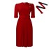 D433 independent station foreign trade women's clothing 2023 autumn and winter new item African temperament solid color pleated button foreign trade dress