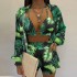 2024 autumn cross-border European and American women's clothing independent station new sexy printed camisole shirt shorts three piece set for women