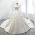 One shoulder wedding dress 2024 summer new style fluffy princess slimming wedding dress simple trailing satin wedding dress