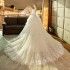 Light Master Wedding Dress 2024 New Long Tailed French Retro Bridal Heavy Industry Super Immortal Forest Hepburn Show Thin Women's Wedding Dress