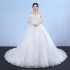 One shoulder wedding dress for brides 2024 new long tailed dreamy princess Korean style long sleeved slimming wedding dress