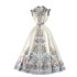 French court style dress with a design that is niche, printed with a button closure that accentuates a slim and elongated silhouette. Women's stylish dress