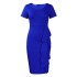 D519 foreign trade plus size women's clothing 2024 new short sleeved solid color bag hip ruffled high waist Tongle African dress