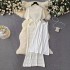 Korean chic niche retro hollow hook flower knitted suit for women, slim fit and slimming temperament, including buttocks and fish tail dress