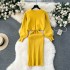 Sweater Women's Winter Fashion Set Light Luxury Hot Diamond Bubble Sleeve Hoodie Versatile Vest Dress Knitted Two Piece Set