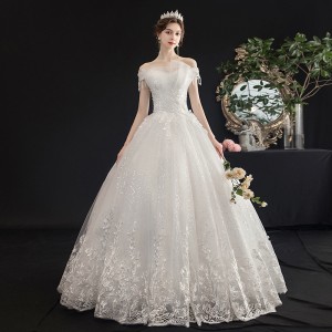 Cross border foreign trade wedding dress 2024 new bride one shoulder slimming forest series European and American style fluffy skirt supply