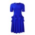 D336 European and American plus size women's clothing 2024 summer new style fashionable temperament elegant solid color short sleeved African foreign trade dress