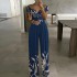 AliExpress Cross border 2024 European and American Women's Fashion One Shoulder Printed Temperament Comfortable and Casual High Waist jumpsuit for Women