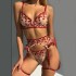 Four piece set of European and American sexy lingerie with heart embroidery and mesh, Lingerie sexy bra factory direct sales