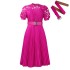 D499 European and American women's clothing 2024 new short sleeved lace patchwork pleated African dress cross-border dress