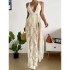 2024 New European and American Foreign Trade Beach Long Dress Bikini Lace Deep V Leakage Back Strap Sexy One Piece Swimsuit