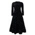 D469 Cross border new women's round neck long sleeved solid color sequin high waist temperament mid length dress European and American dress