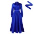 D532 Amazon European and American Women's Wear 2024 Autumn New Collection Solid Color Collar Long Sleeve A-line Skirt African Dress