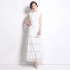 Real time spot elegant dress dress round neck sleeveless long lace hollow out dress